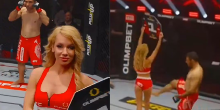 Ali Heibati, peleador iraní de MMA patea a edecán previo a su combate