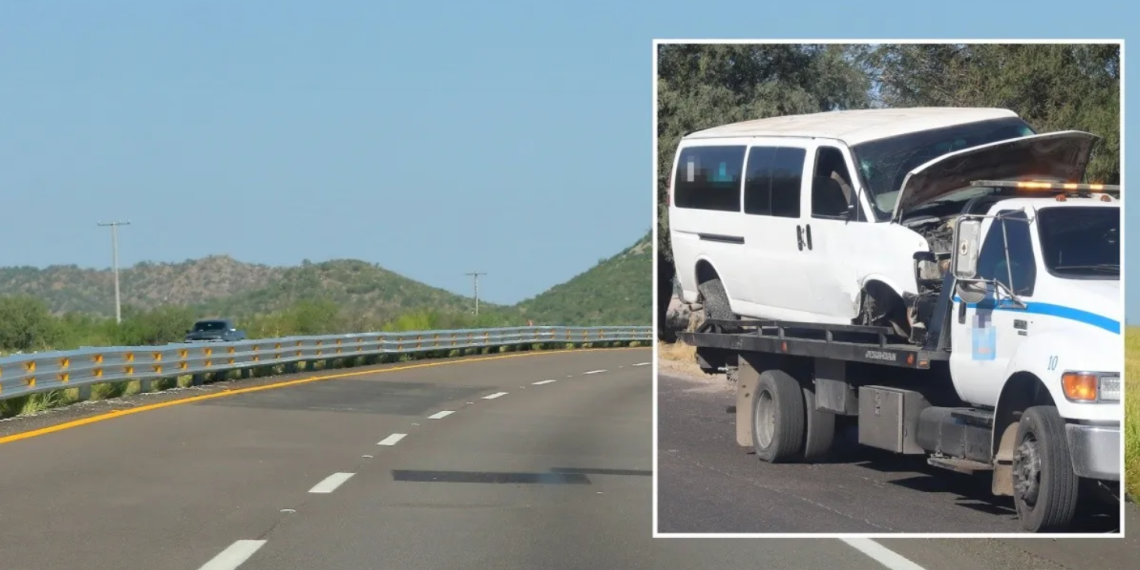Vuelca Vehículo de transporte de personal en carretera Hermosillo-Nogales