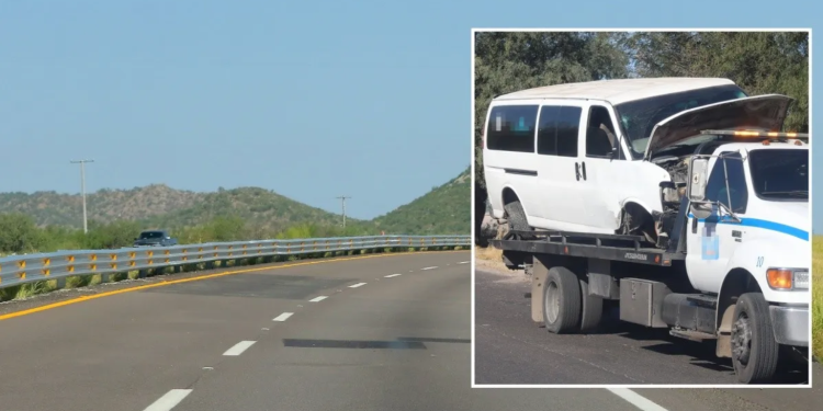 Vuelca Vehículo de transporte de personal en carretera Hermosillo-Nogales
