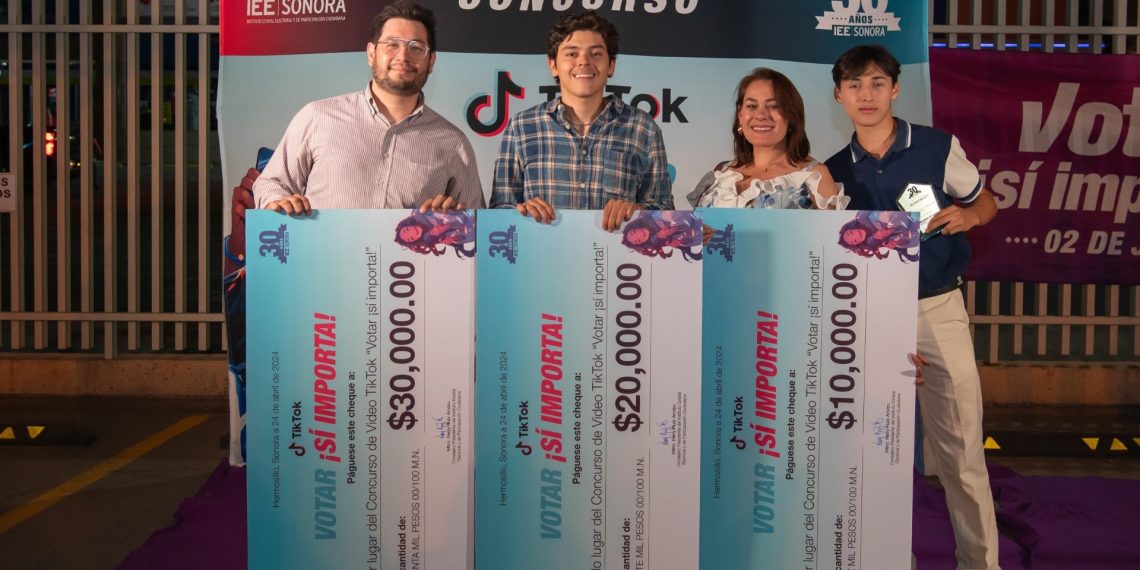 Premia IEE Sonora a ganadores del Concurso de video de TikTok  “Votar ¡sí importa!” 