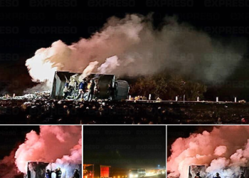 Vuelca tráiler y se prende en fuego en carretera Hermosillo – Guaymas