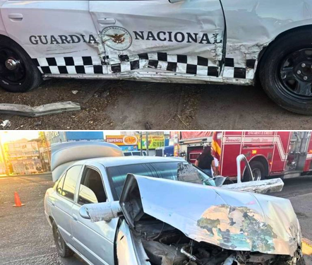 Patrulla de Guardia Nacional y sedán chocan en bulevar Camino del Seri&nbsp;