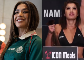 Tracy Cortez, peleadora de origen mexicano se corta el pelo para cumplir con el peso en la UFC.