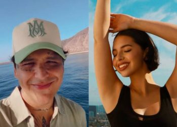 Ángela Aguilar y Christian Nodal disfrutan de luna de miel en un yate en Los Cabos.