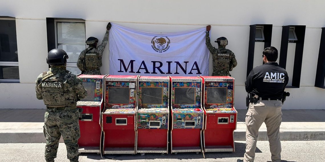 Aseguran 34 máquinas “tragamonedas” en cateos realizados en Hermosillo, Cajeme y San Luis Río Colorado.