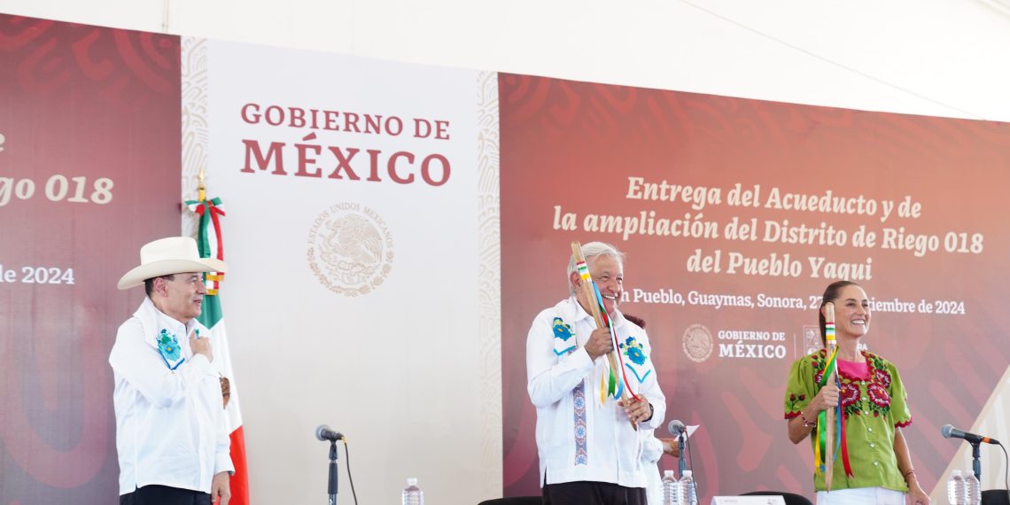 Pueblos Yaquis reconocen a presidente López Obrador y a gobernador Durazo, y agradecen continuidad de Plan de Justicia a presidenta Sheinbaum.