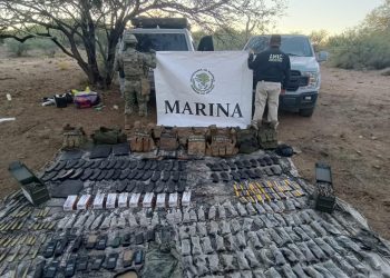 En operativo conjunto se asegura armamento, vehículos y droga en El Sásabe.
