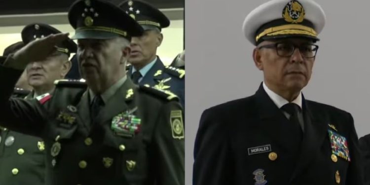 Recibe el mando de la Sedena el General Ricardo Trevilla Trejo y el de la Semar el Almirante Raymundo Pedro Morales.
