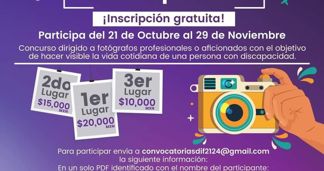 Extienden convocatoria para inscribirse al concurso de fotografía “Una mirada hacia la discapacidad”.