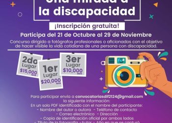 Extienden convocatoria para inscribirse al concurso de fotografía “Una mirada hacia la discapacidad”.