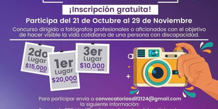 Extienden convocatoria para inscribirse al concurso de fotografía “Una mirada hacia la discapacidad”.