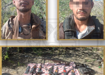 Detienen a dos hombres y aseguran arsenal en operativo conjunto en Sáric.