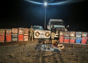 Operativo conjunto asegura armamento, vehículos y máquinas tragamonedas en Altar.