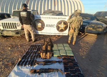 Decomisan arsenal y aseguran búnker en Puerto Libertad.