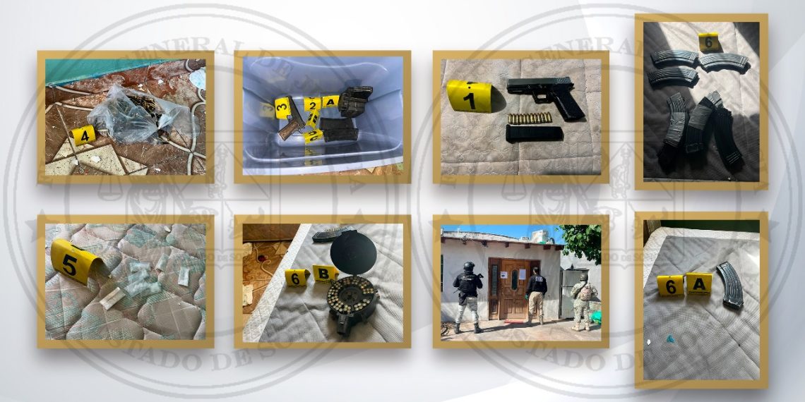 Operativo conjunto en Golfo de Santa Clara asegura armas, cartuchos y drogas.