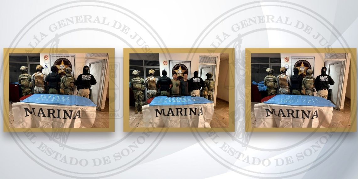 Fuerza de Tarea Interinstitucional (FTI) captura a dos individuos, asegura armas y narcóticos en cateos en Ciudad Obregón.