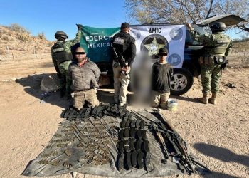 Operativo conjunto AMIC y DEFENSA detiene a tres sujetos armados, asegura vehículo y equipo táctico en Caborca.