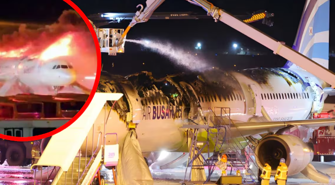 Se prende en llamas avión en Corea del Sur con 176 pasajeros; reportan heridos.