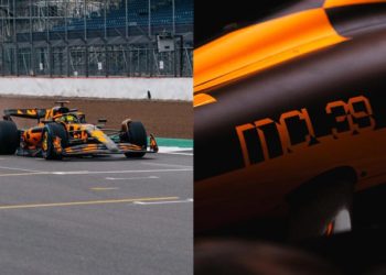 McLaren presenta el MCL39 para 2025 con un diseño temporal en Silverstone.