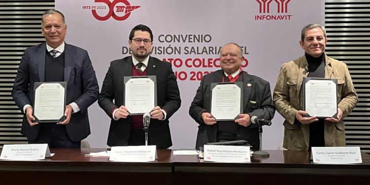 Infonavit y sindicato nacional acuerdan incremento salarial del 4% para el personal técnico operativo.