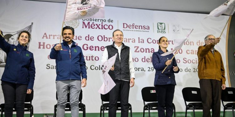Cumplen Gobernador Durazo y Presidenta Sheinbaum a sonorenses con inicio de obra de Hospital del IMSS en SLRC.