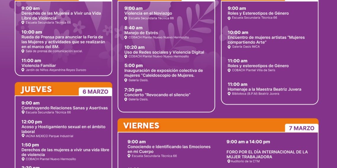 Inicia Ayuntamiento de Hermosillo actividades en el marco del Día de la Mujer.