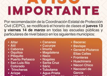 Anuncia SEC Sonora modificación de horario de clases por bajas temperaturas.