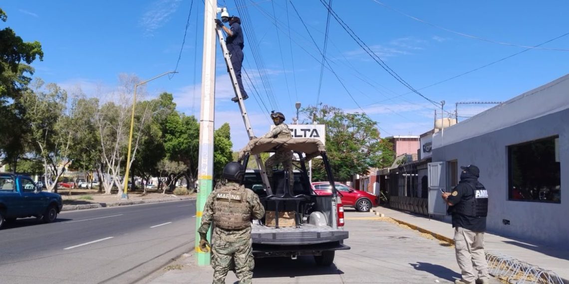 Operativo interinstitucional asegura 14 cámaras de videovigilancia “parásitas” en Ciudad Obregón.