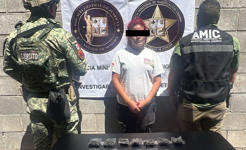 Operativo conjunto AMIC-DEFENSA asegura droga y captura a una mujer en Hermosillo.