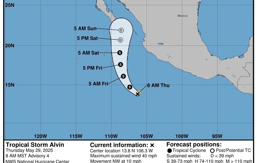 Ciclón Alvin no afectará directamente a Sonora: CEPC.