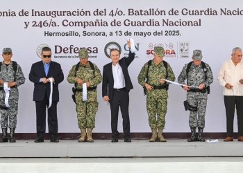 Inauguran Gobernador Durazo y General Trevilla, instalaciones de la Guardia Nacional en Hermosillo.