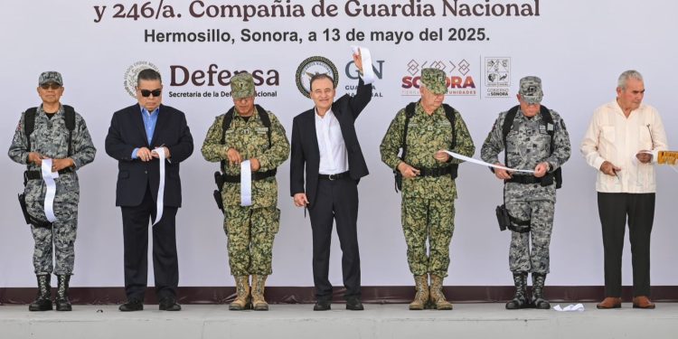 Inauguran Gobernador Durazo y General Trevilla, instalaciones de la Guardia Nacional en Hermosillo.