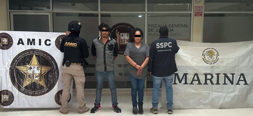 Capturadas dos personas con droga en cateo coordinado en Caborca.