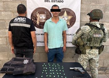 Capturan AMIC y DEFENSA a presunto narcomenudista en colonia Las Amapolas en Hermosillo.