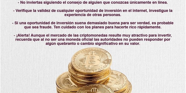 Previene por nueva modalidad de fraude en plataformas de inversión en criptomonedas.