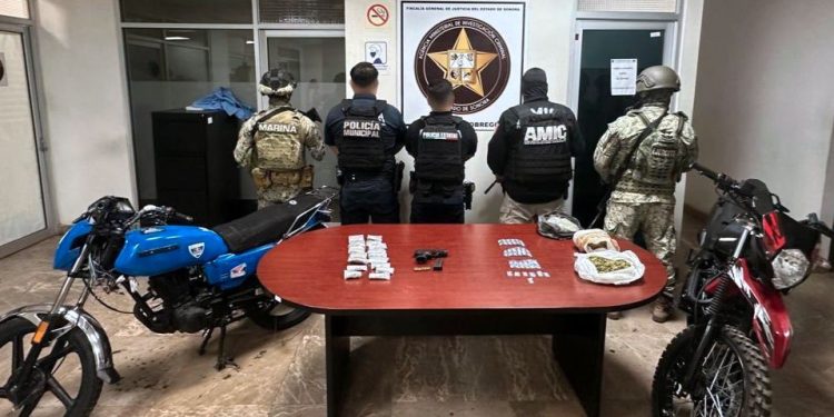 Aseguran armamento, droga y motocicletas en cateo coordinado en Ciudad Obregón.