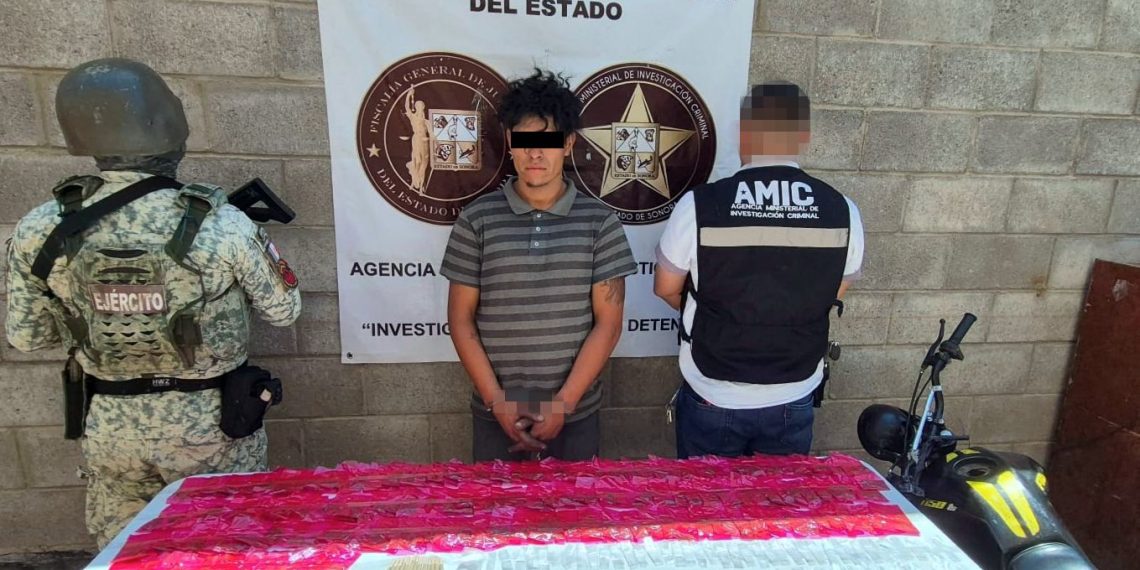 Detienen operativo conjunto AMIC-SEDENA en Hermosillo a sujeto con droga.