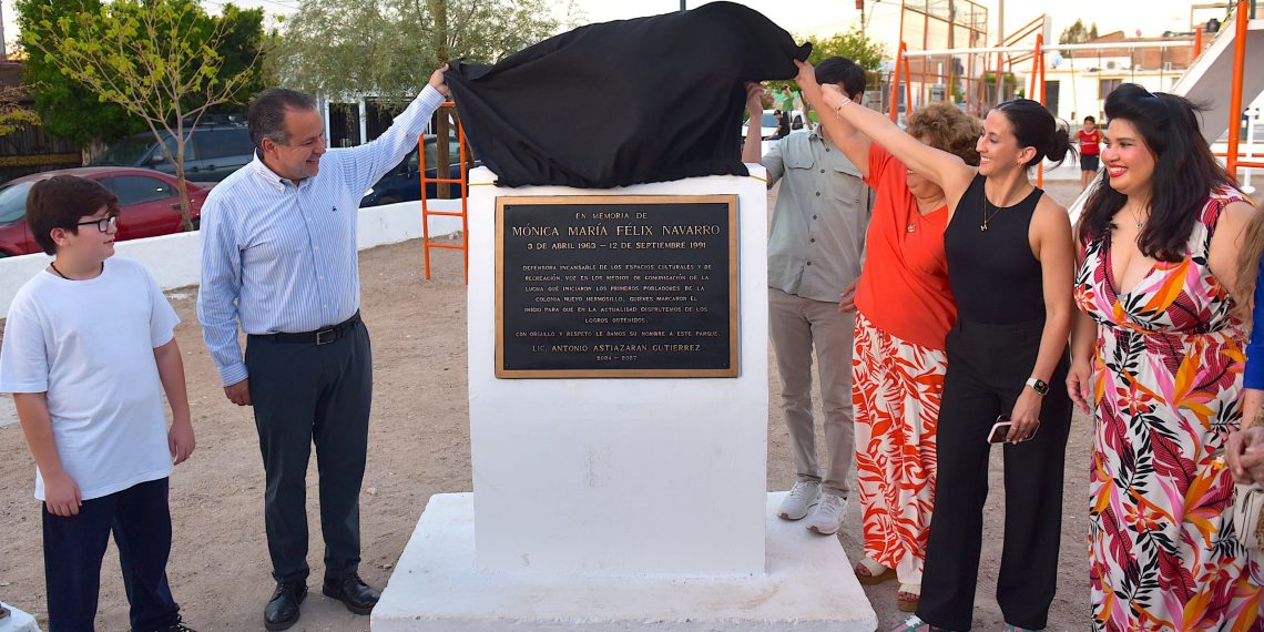 Devela Toño Astiazarán placa del parque “Mónica Félix Navarro”, obra ganadora del presupuesto CRECES 2024.