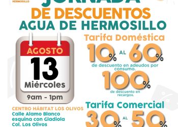 Realizará Agua de Hermosillo Tres Jornadas de Descuentos este miércoles 13.
