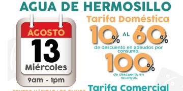 Realizará Agua de Hermosillo Tres Jornadas de Descuentos este miércoles 13.