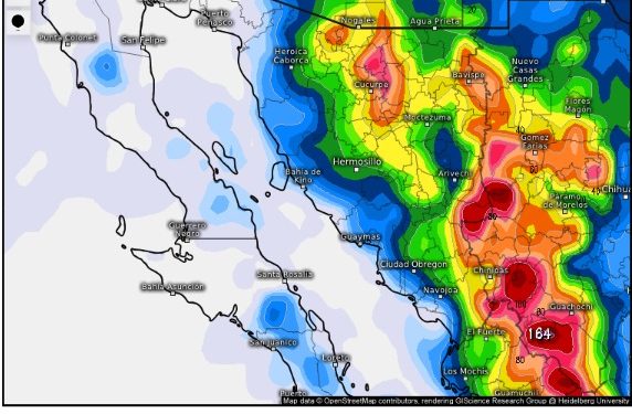 Sonora mantiene aviso por lluvias monzónicas y altas temperaturas.