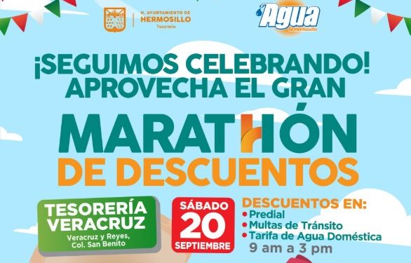 Ofrecerán Tesorería Municipal y Agua de Hermosillo maratón de descuentos el próximo sábado.