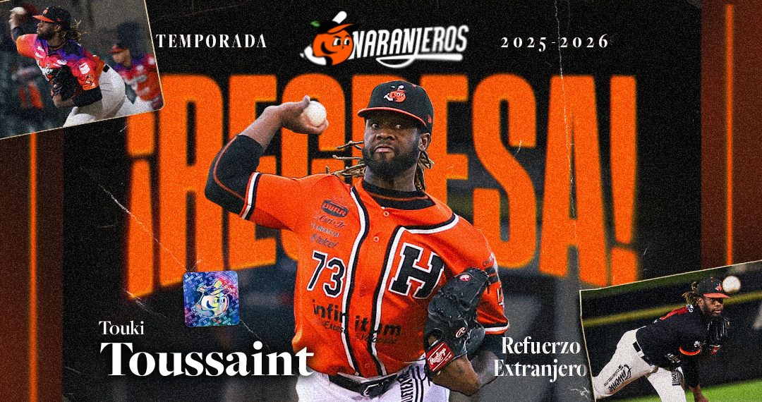 El lanzador ligamayorista Touki Toussaint volverá a vestir el jersey Naranja.