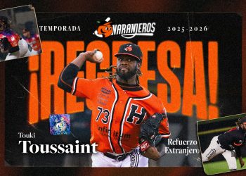 El lanzador ligamayorista Touki Toussaint volverá a vestir el jersey Naranja.