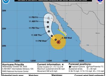 Lluvias intensas este fin de semana por “Priscilla”