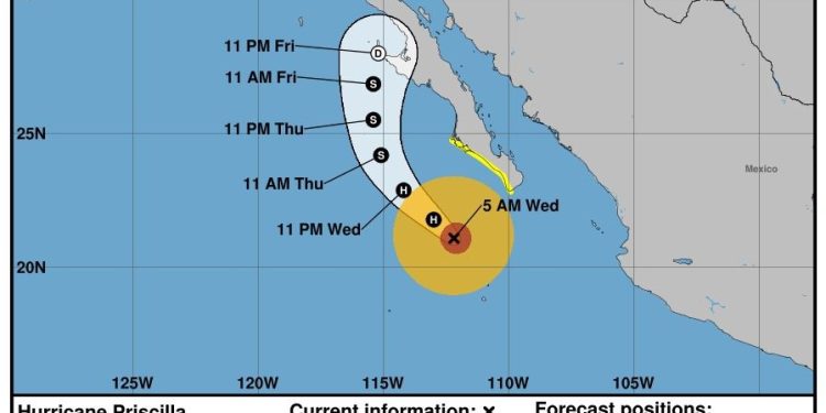 Lluvias intensas este fin de semana por “Priscilla”