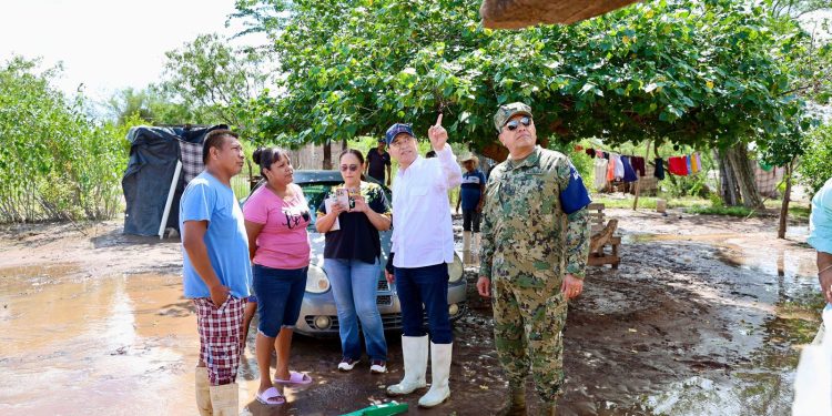 Supervisa Gobernador de Sonora comunidades afectadas por tormenta tropical Raymond y garantiza apoyos a familias