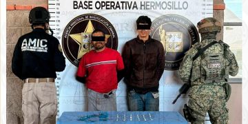 Operativo AMIC-DEFENSA en Hermosillo deja dos detenidos y aseguramiento de droga y motocicleta
