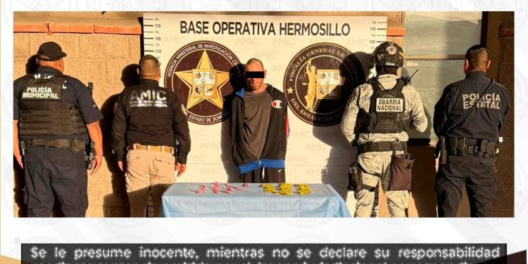 FGJES asegura a persona y drogas en un cateo conjunto en Hermosillo
