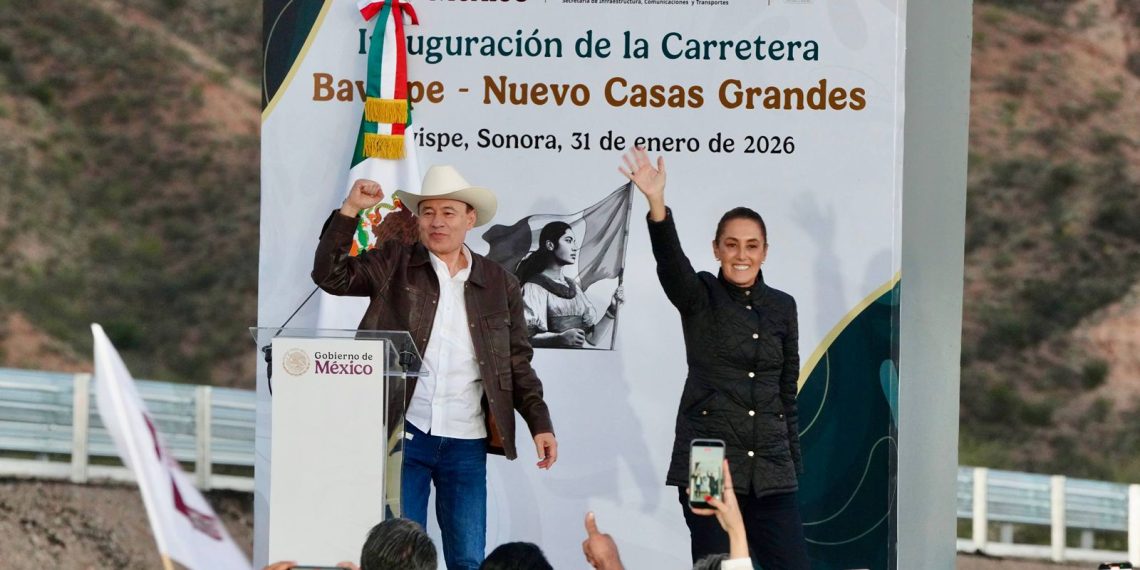 Sheinbaum y Durazo saldan deuda histórica; entregan carretera Bavispe-Nuevo Casas Grandes en beneficio de miles de sonorenses